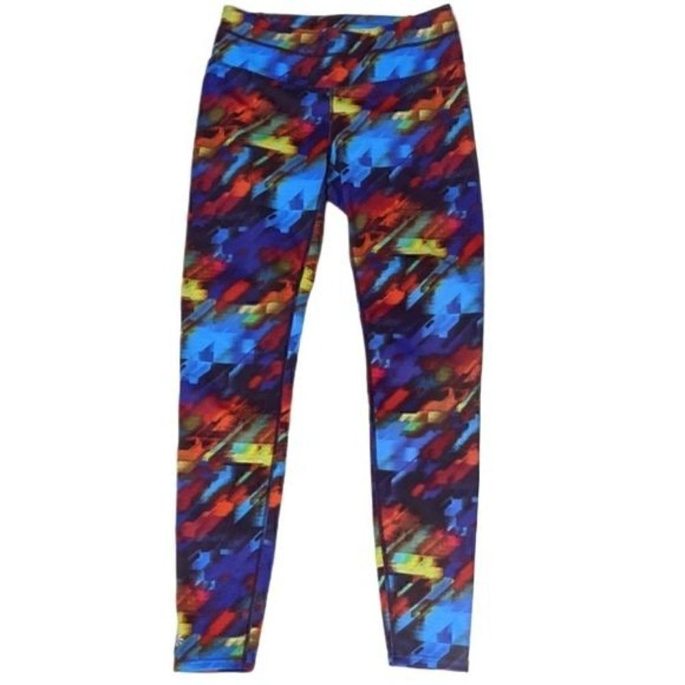 Athleta Sonar Colorburst Athletic Tights Multicolor Leggings Zip Pocket Small‎